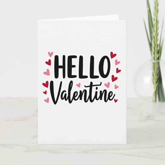 Hello Valentine Minimalist Card (Front)