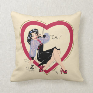 Hello Valentine Pin-Up Girl Throw Pillow