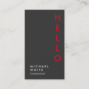 Hello Vertical Plain Gray Trendy Consultant Business Card