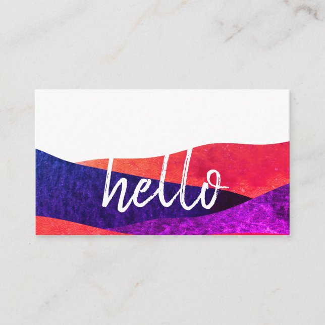 Hello Vibrant Colorful Pattern Prints Business Card (Front)