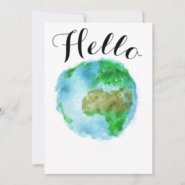 hello watercolor earth card (Front)