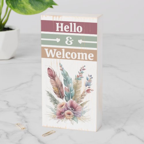 Hello  welcome floral wooden box sign