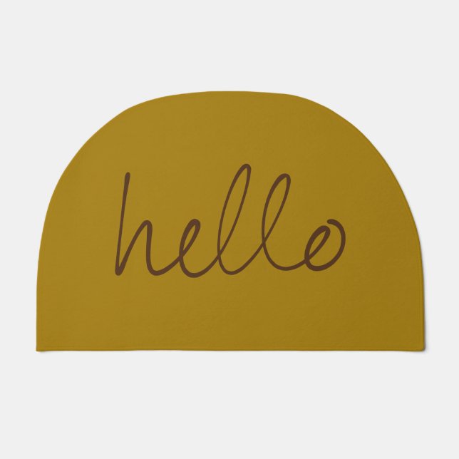 Hello Welcome Gold & Brown Color Template Doormat (Front)