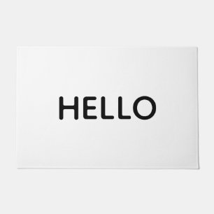 Hello White Black Minimal Doormat