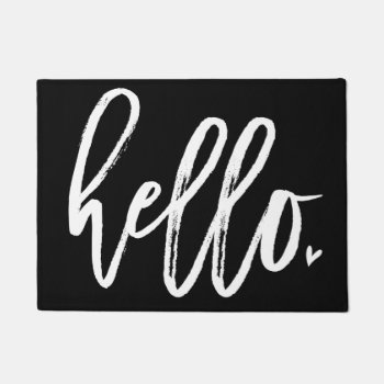 Hello White Script Doormat by PinkMoonDesigns at Zazzle