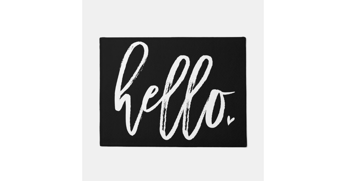 Hello White Script Doormat | Zazzle