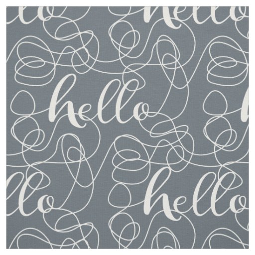 HELLO white seamless pattern with LINES Fabric