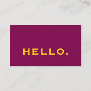 Hello Wine Pink Orange Typography Modern Girly Business Card