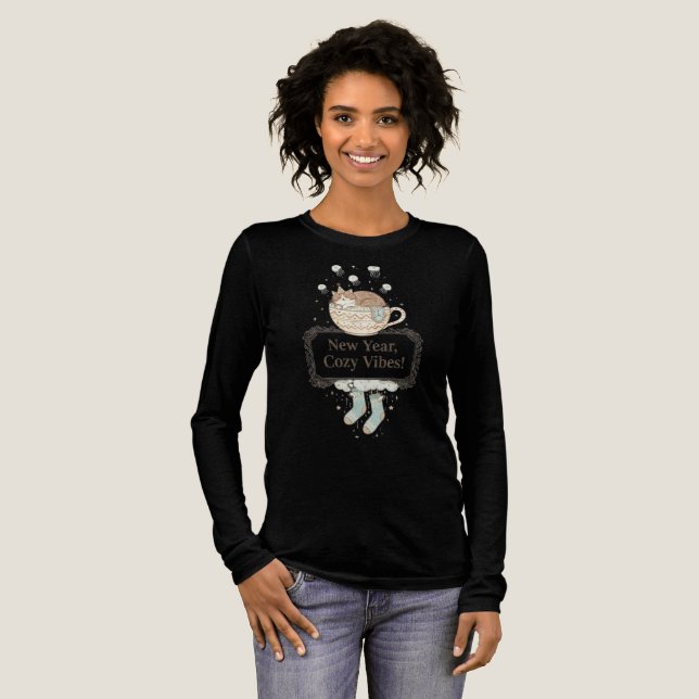 Hello Winter 2026 Cozy Cat New Year CelebraT-Shirt Tri-Blend Shirt (Full Front)