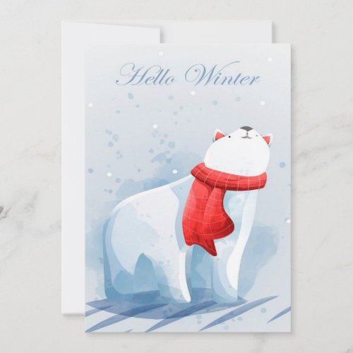 Hello winter bear holiday card
