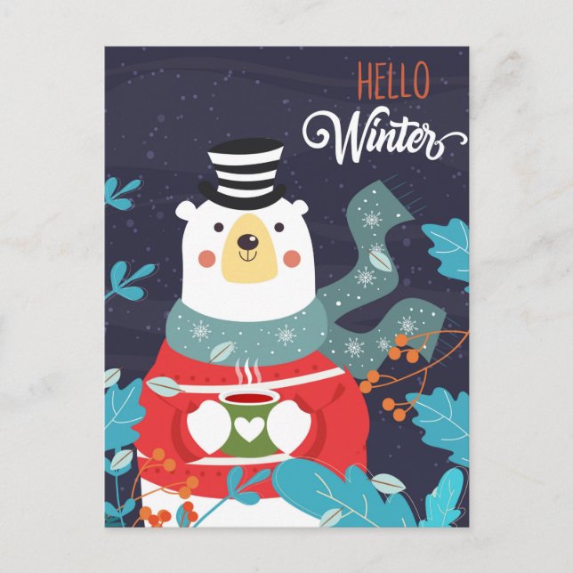 Hello Winter Calendar Postcard (Front)