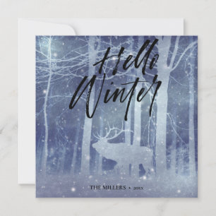 Hello Winter Christmas Greeting Holiday Card