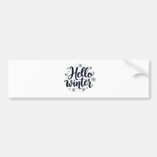 Hello Winter Christmas Snowflake Winter Season Bumper Sticker