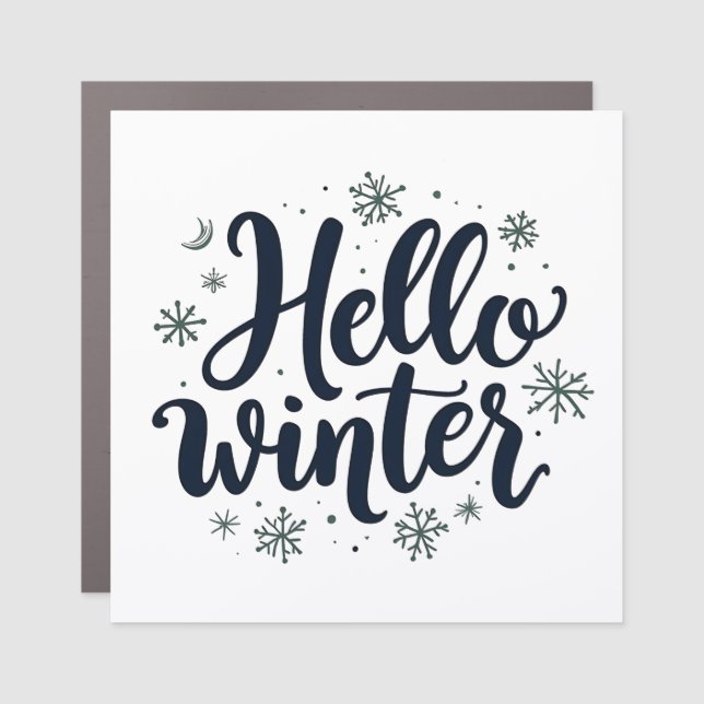 Hello Winter Christmas Snowflake Winter Season  Car Magnet (Front)