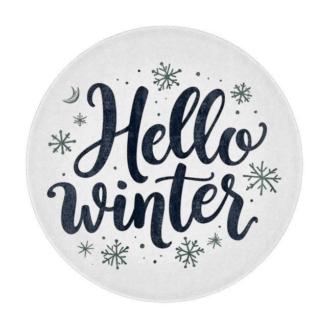 Hello Winter Christmas Snowflake Winter Season  Cutting Board (Front)