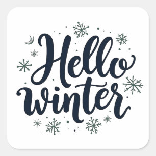 Hello Winter Christmas Snowflake Winter Season  Square Sticker