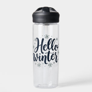 Hello Winter Christmas Snowflake Winter Season Water Bottle