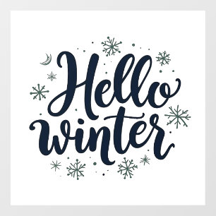 Hello Winter Christmas Snowflake Winter Season  Window Cling