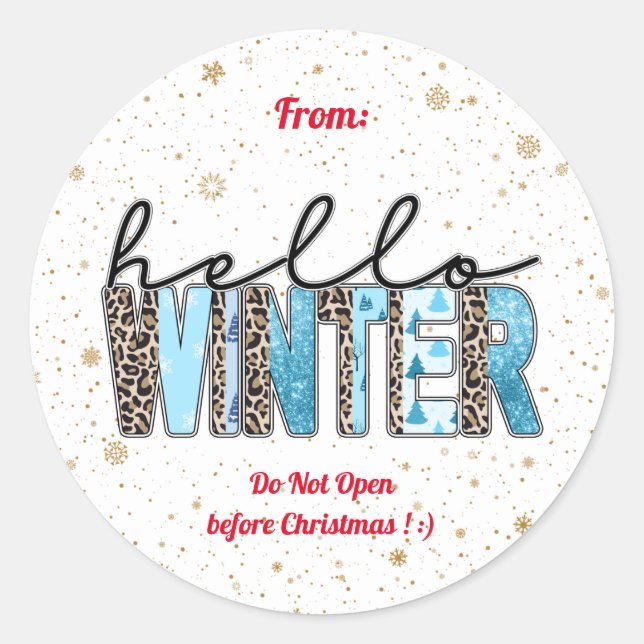 Hello Winter Customize Classic Round Sticker (Front)