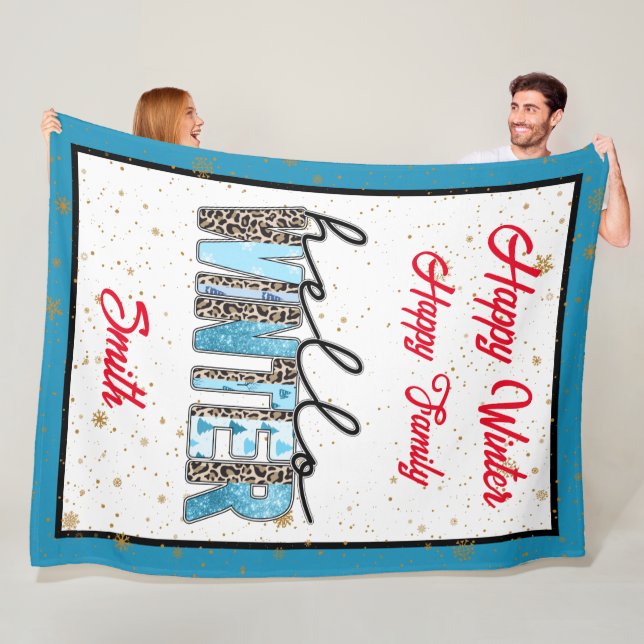 Hello Winter Customize Fleece Blanket (In Situ)