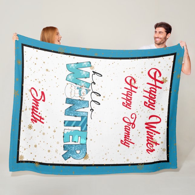 Hello Winter Customize Fleece Blanket (In Situ)