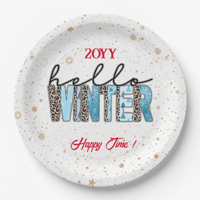 Hello Winter Customize Paper Plates (Front)