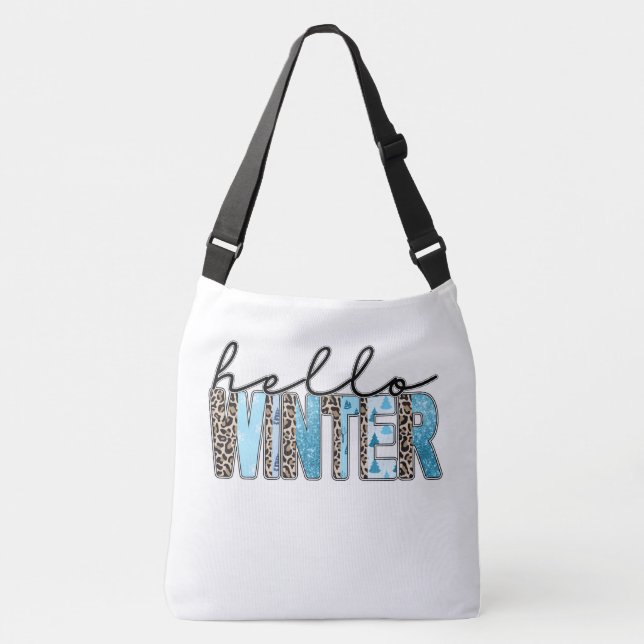 Hello Winter Fun Leopard  Crossbody Bag (Front)