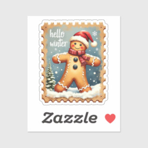 Hello Winter Gingerbread Stamp Sticker