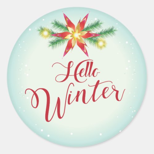 Hello Winter Holiday Christmas  New Year Classic Round Sticker