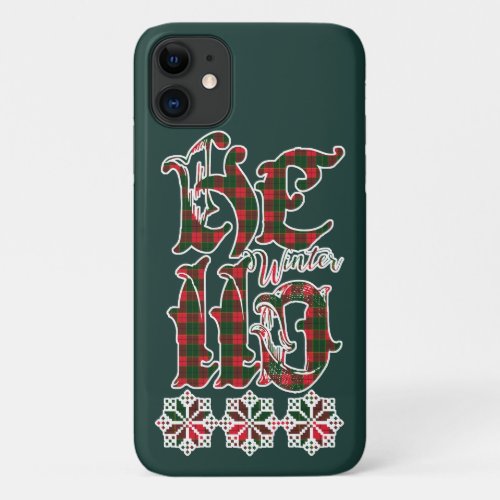 Hello Winter Holiday Lettering Scotland Pattern iPhone 11 Case