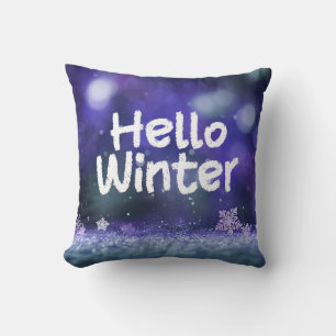 Hello Winter Holiday winter Throw Pillow