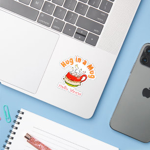 Hello Winter Hug in a Mug Cozy Kawaii Illustration Sticker