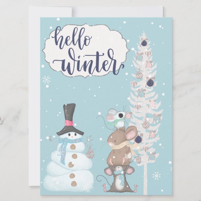 Hello Winter Photo Christmas Card (Front)