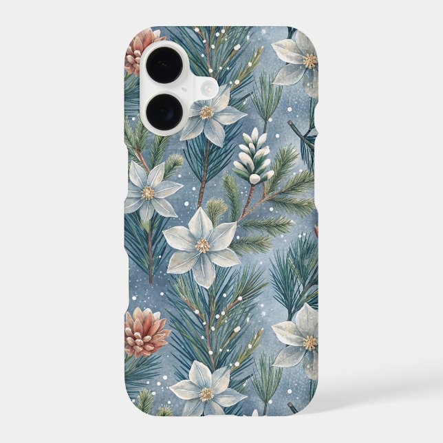 Hello Winter Pines & Flowers Iphone Case (Back)