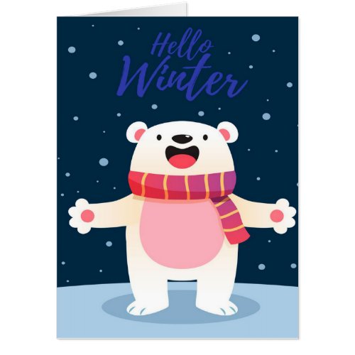 hello winter polar bear card