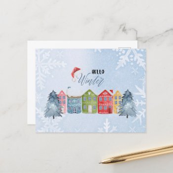 Hello Winter  Postcard by alise_art at Zazzle