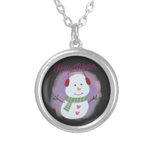 hello winter silver plated necklace