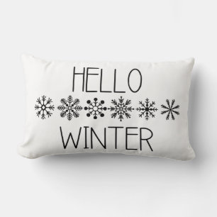 Hello Winter Snowflake Lumbar Pillow