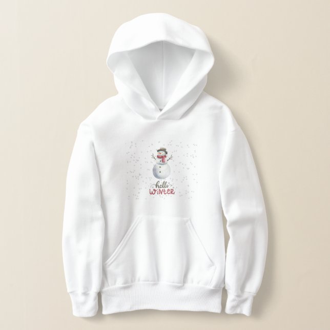"Hello Winter" Snowman Girls sweat shirt (Laydown)