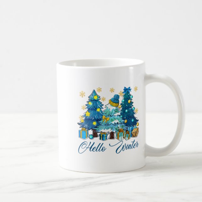 Hello Winter Sweet Cozy Coffee Lovers Snowman Chri Coffee Mug (Right)
