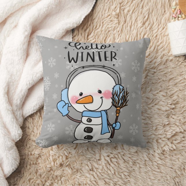hello winter  throw pillow (Blanket)