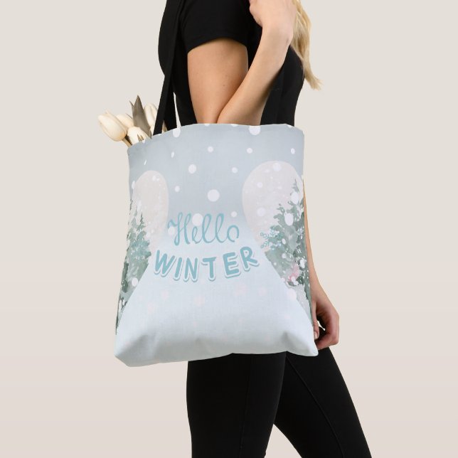Hello Winter  Tote Bag (Close Up)