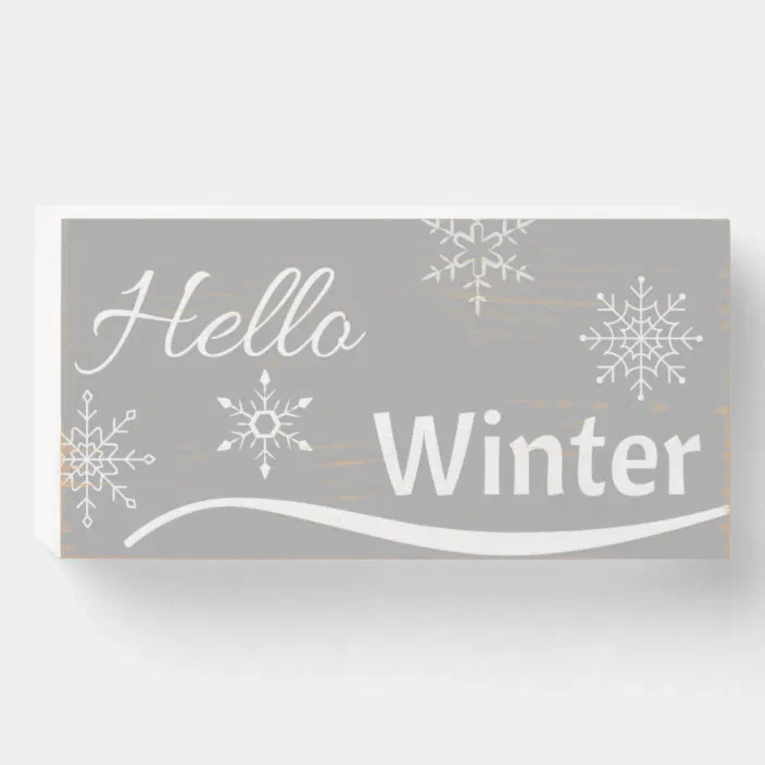 Hello Winter Printed Handmade Wood Sign 