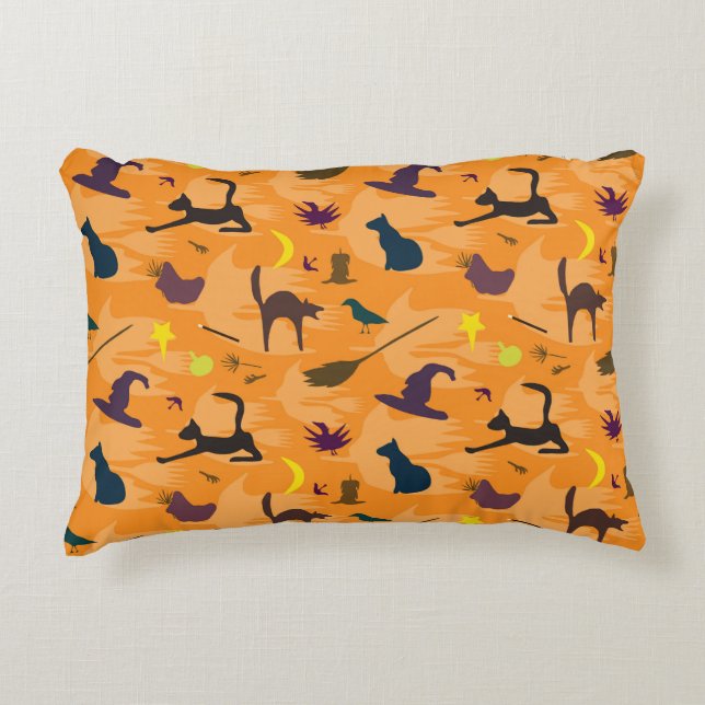 Hello Witch - seamless Halloween pattern.  Accent Pillow (Front)