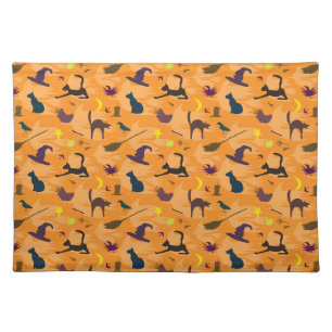 Hello Witch - seamless Halloween pattern. Cloth Placemat