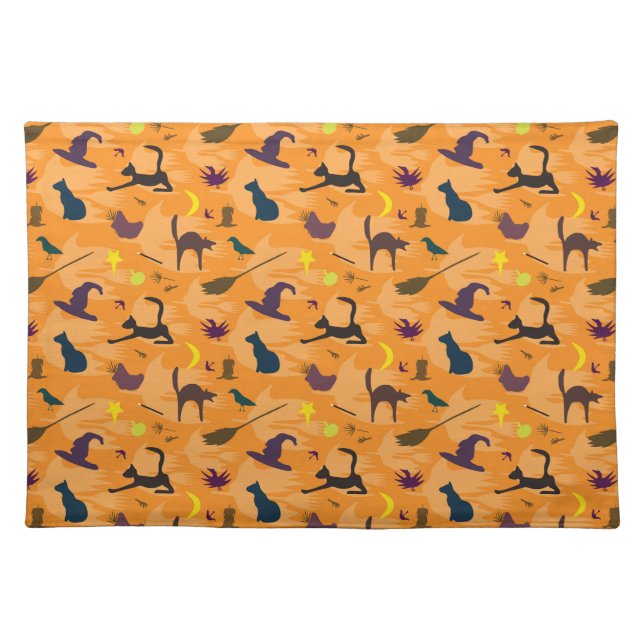 Hello Witch - seamless Halloween pattern. Cloth Placemat (Front)