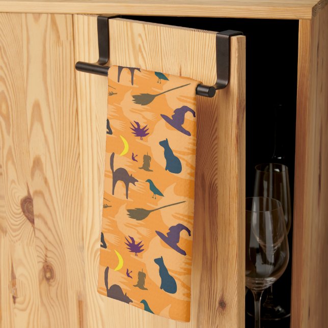Hello Witch - seamless Halloween pattern. Kitchen Towel (Thirds Fold)