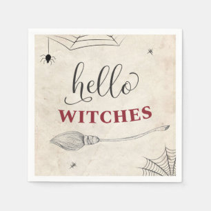 Hello Witches Halloween Bachelorette Bridal Shower Napkins