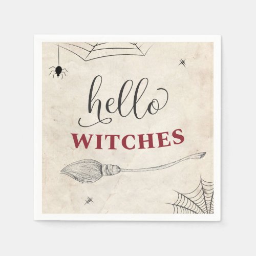 Hello Witches Halloween Bachelorette Bridal Shower Napkins