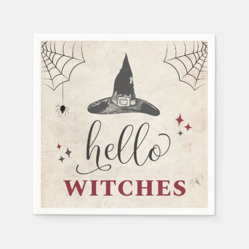 Hello Witches Halloween Funny Text Bachelorette Napkins